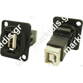 Coupler USB A socket,USB B socket FT V: USB 2.0 plastic