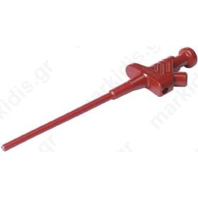 Clip-on probe pincers type 60VDC red 4mm Overall len: 158mm