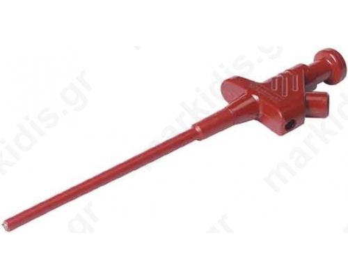 Clip-on probe pincers type 60VDC red 4mm Overall len: 158mm