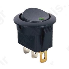 ΔΙΑΚΟΠΤΗΣ ON-OFF ΣΤΡΟΓΓΥΛΟΣ 12V GREEN LAMP