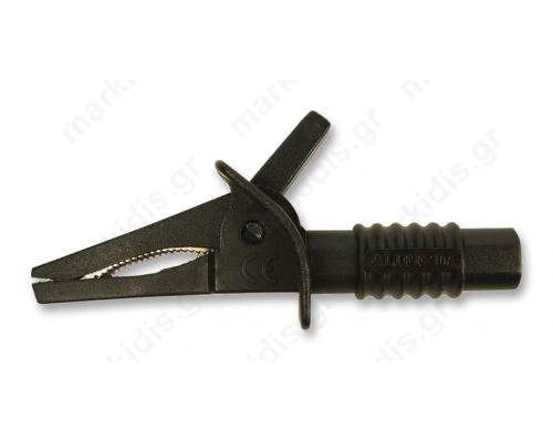 Crocodile clip 10A black max.25mm Connection:4mm socket