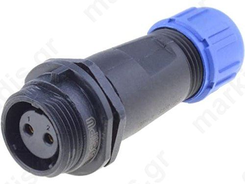Plug female SP13 PIN2 IP68 4x6.5mm 13A soldering for cable