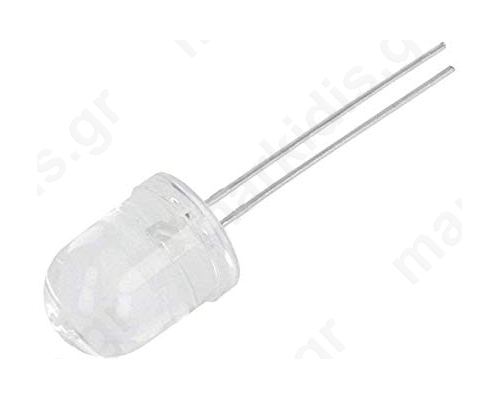 LED 10MM ΛΕΥΚΗ ΔΙΑΦΑΝΕΣ 6500-10000mcd 30° Front:convex