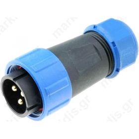 Plug; male SP21 PIN: 3 IP68 7-12mm soldering for cable 500V