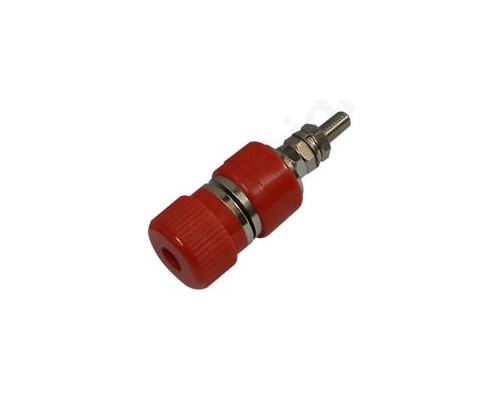 Socket 4mm banana 30A 60VDC red nickel plated screw,on panel
