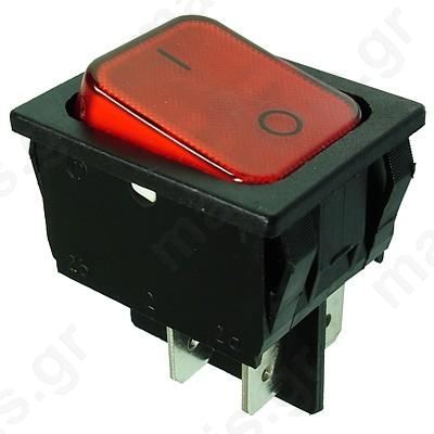 ROCKER DPST Pos: 2 OFF-ON 20A/250VAC red IP40