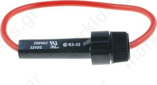 Fuse holder cylindrical fuses 5x20mm Mounting: on cable 14AWG