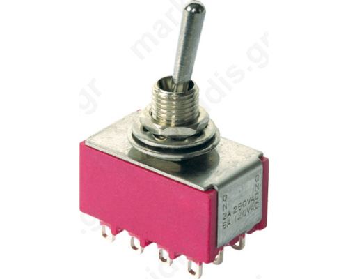 Switch toggle Pos 3 4P3T ON-OFF-ON 5A/125VAC 5A/28VDC 1000 M Ω