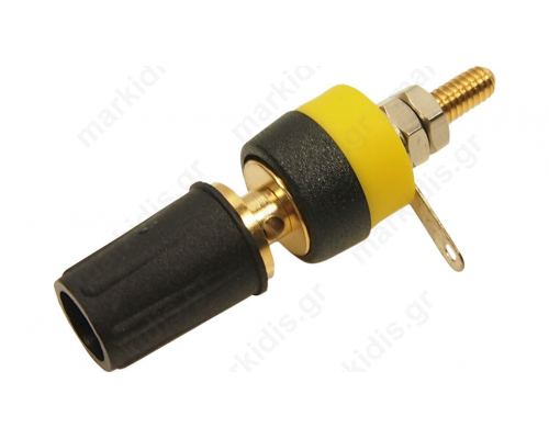 Socket 4mm banana 15A 250VDC L: 45mm Yellow