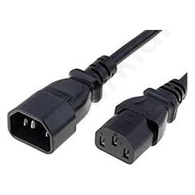 Cable IEC C13 female IEC C14 male 3m black PVC 3x1mm2 10A