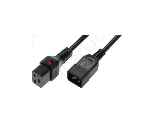 Cable IEC C19 female IEC C20 male 3m with locking black PVC