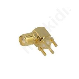 Socket SMA female angled 90° THT on PCBs teflon gold-plated