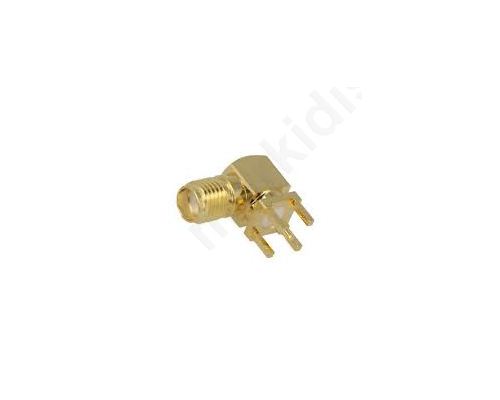 Socket SMA female angled 90° THT on PCBs teflon gold-plated