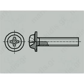 Screw with flange M3x12 Head: button Phillips steel zinc PH2