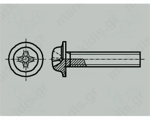 Screw with flange M3x12 Head: button Phillips steel zinc PH2
