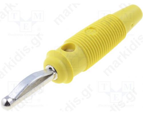 Plug 4mm banana 16A 60VDC yellow 3m Ω 1.5mm2 Contacts brass