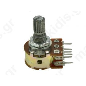 Potentiometer: shaft single turn 100ΚΩ 63mW  ±20% THT 6mm