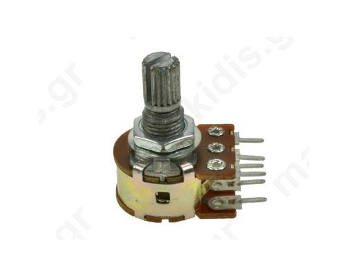 Potentiometer: shaft single turn 100ΚΩ 63mW  ±20% THT 6mm
