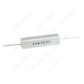 Resistor Wire-Wound Cement THT 15Ω 20W ±5% 13x13x60mm