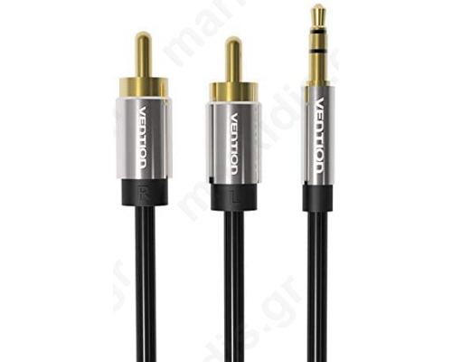 Cable Jack 3.5mm 3pin plug,RCA plug x2 1.5m black
