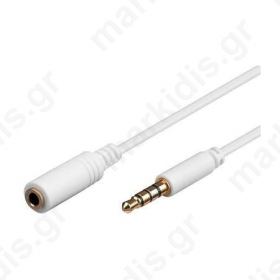 Καλώδιο Jack 3,5mm 4pin Αρσενικό  Jack 3,5mm 4pin φις Θηλυκό  2m λευκό