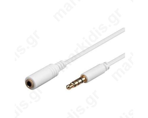 Cable; Jack 3.5mm 4pin socket,Jack 3,5mm 4pin plu  2m white