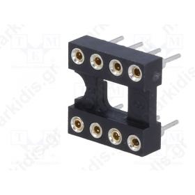 Precision socket, goldplated 8P 7,62mm RM2,54mm