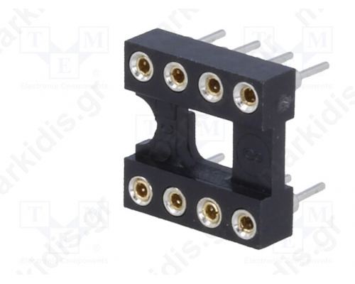 Precision socket, goldplated 8P 7,62mm RM2,54mm