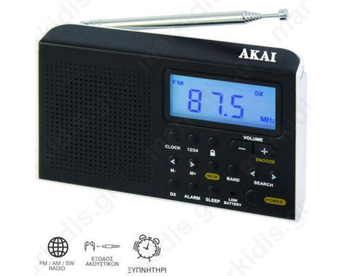 Portable world radio with display and clock