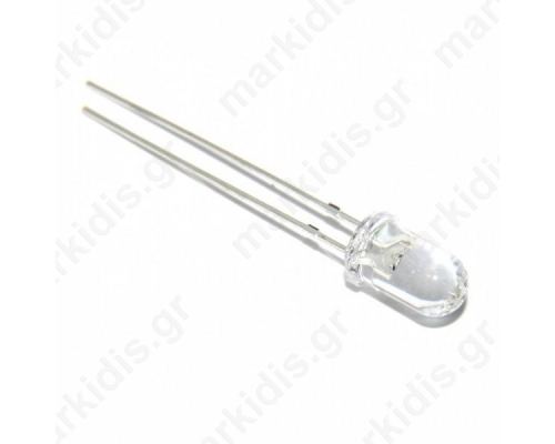 Led 5mm Κόκκινο 1300-1500mcd 30° 20mA 1,85-2,5V