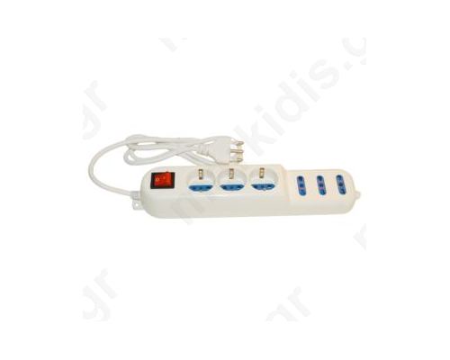 6 socket power strip with 16A plug