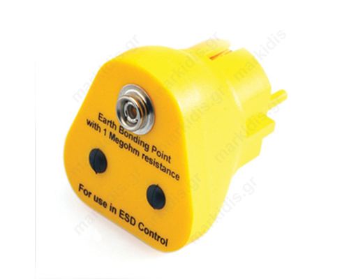 Earthing plug ESD Features one 10mm male press stud yellow