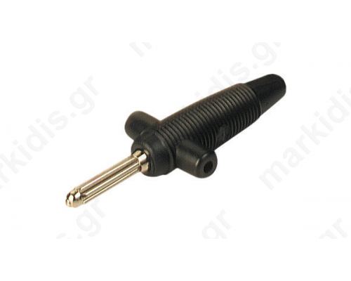 Plug 4mm banana 30A 60VDC black with 4 mm transversal socket