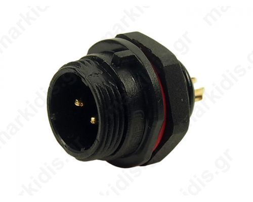 Connector SP13 αρσενικό PIN 2 IP68 13A για σασί 250V