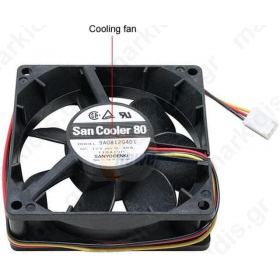 Ανεμιστήρας 12VDC 80x80x25mm 4.56W 0.38A Με 3 Καλώδια SANYO DENKI 9A0812G401 Ανεμιστήρας 12VDC 80x80x25mm 4.56W 0.38A Με 3 Καλώδια SANYO DENKI 9A0812G401