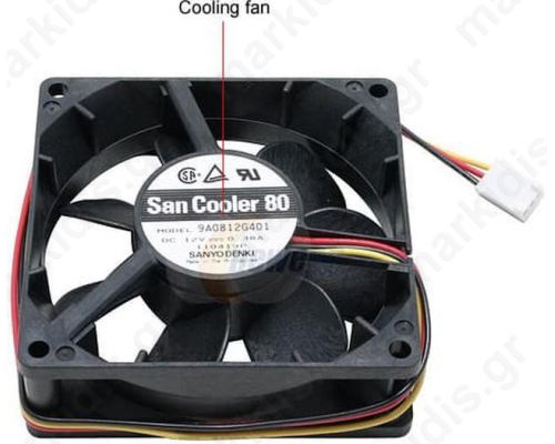 Ανεμιστήρας 12VDC 80x80x25mm 4.56W 0.38A  Με 3 Καλώδια SANYO DENKI 9A0812G401