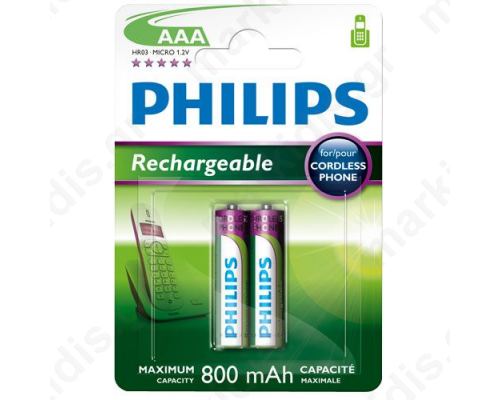 Μπαταρία Επαναφορτιζόμενη ΑΑΑ ΝΙΜΗ 800ΜΑ PHILIPS (ΖΕΥΓΟΣ)