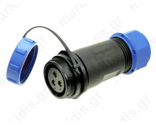 Φίσα SP21 θηλυκή PIN:3 με προστατευτικό κάλυμμα IP68 7-12mm