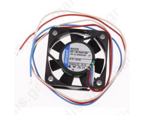 Ανεμιστήρας ebm-papst 24 V dc, DC Axial Fan, 40 x 40 x 10mm, 8m³/h, 800mW 414F/2 με 3 Καλώδια