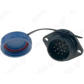 Κοννέκτορ Θηλυκός Σασί 12 PIN IP68 5A 400V Με Καπάκι