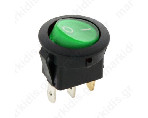 Διακόπτης ON-OFF με λαμπάκι 6A 250V/125V 10A Πράσινος