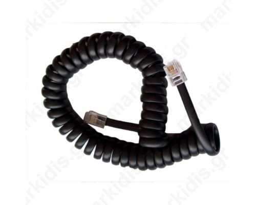 Καλώδιο Ακουστικού 4P4C Spiral Μαύρο 2.1m