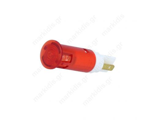Ενδεικτικό LED Κόκκινο 130VAC  Φ 10.2mm  Πλαστικό