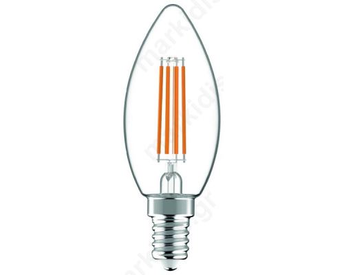 LED Filament Κερί 4.9W E14 Θερμό 2700K Υψηλής Φωτεινότητας